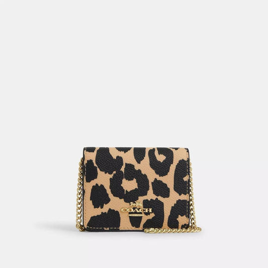 Coach Outlet Mini Wallet On A Chain With Leopard Print
