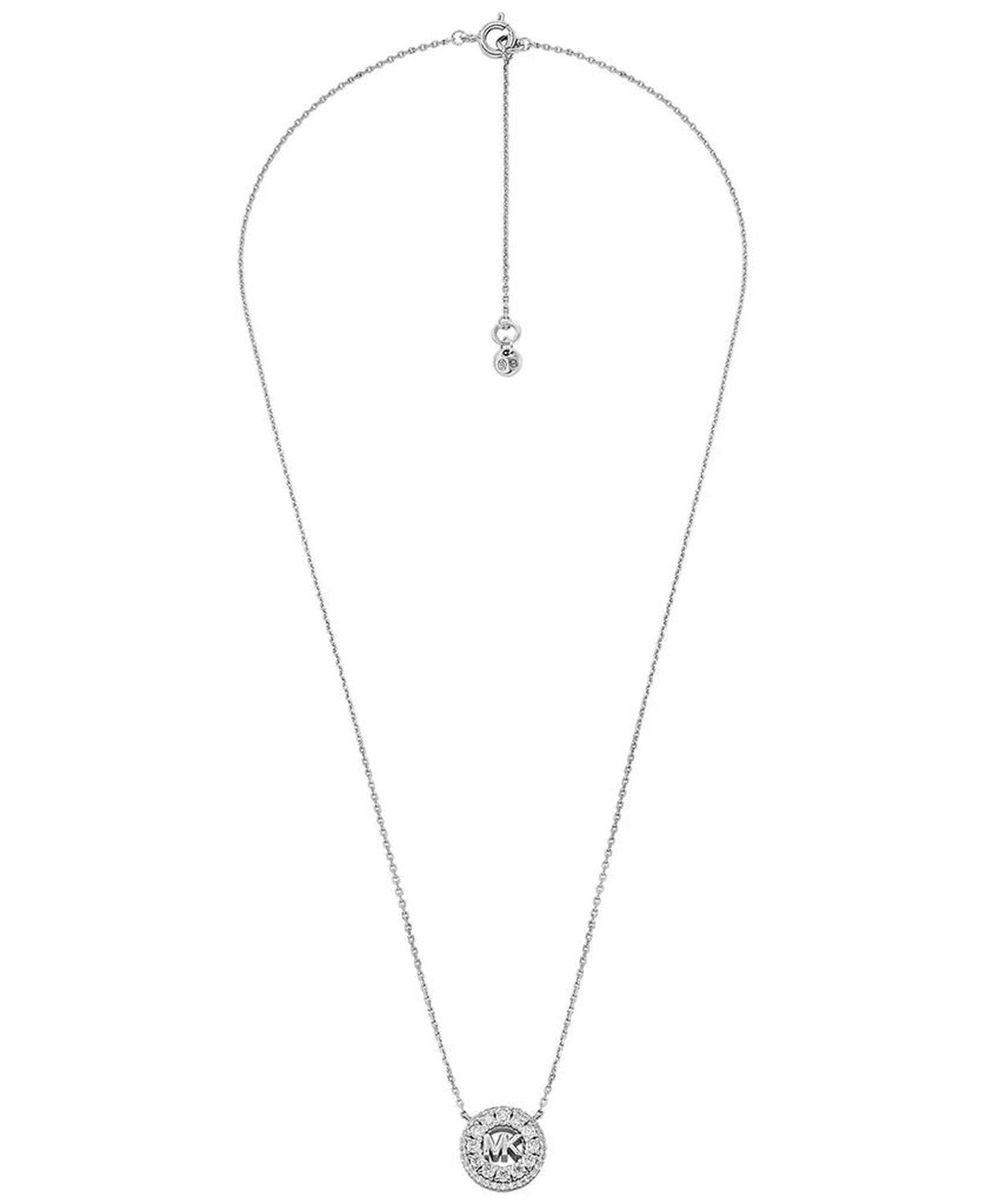 Cubic Zirconia Logo Pendant Necklace