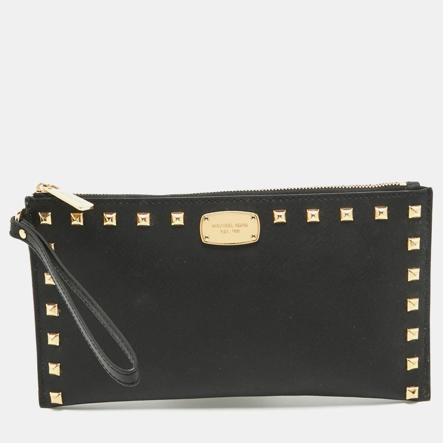 Michael Michael Kors  Leather Studded Logo Wristlet Pouch