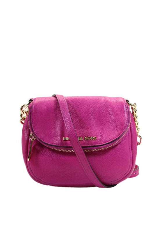Michael Michael Kors Womens Fuschia Pink Zip Flap Small Crossbody Bag Handbag