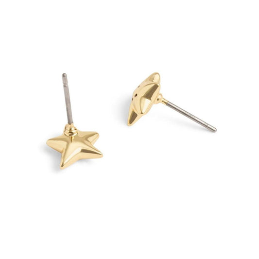 Gold Smiley Star Stud Earrings