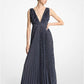 Polka Dot Georgette Pleated Gown