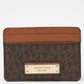 Michael Kors Beige/brown Signature Coated Canvas And Leather Card Case