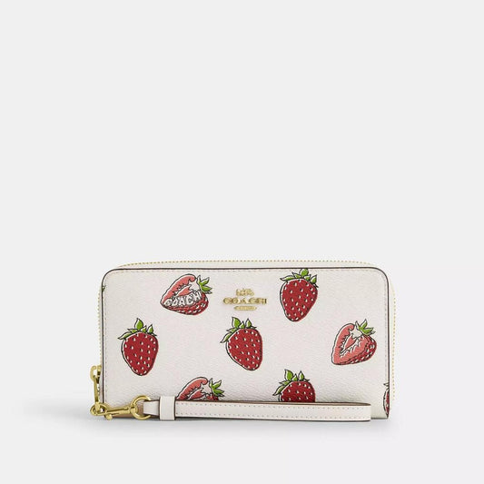 Long Zip Around Wallet With Strawberry Print