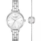 Women's Metro Three-Hand Silver-Tone Alloy Watch and Bracelet Set, 30mm
