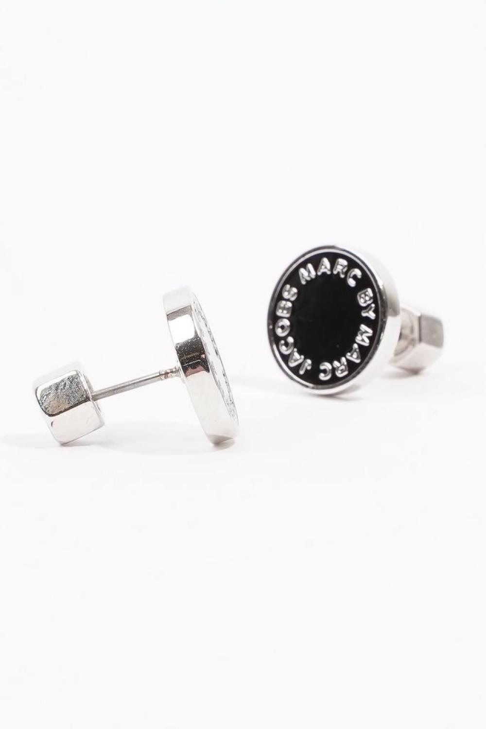Marc Jacobs Logo Circular Earrings  / Silver Base Metal