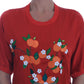 Dolce & Gabbana Elegant Red Silk Crystal-Embellished Blouse