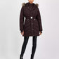Women's Faux-Fur-Trim Hooded Belted Puffer Coat
