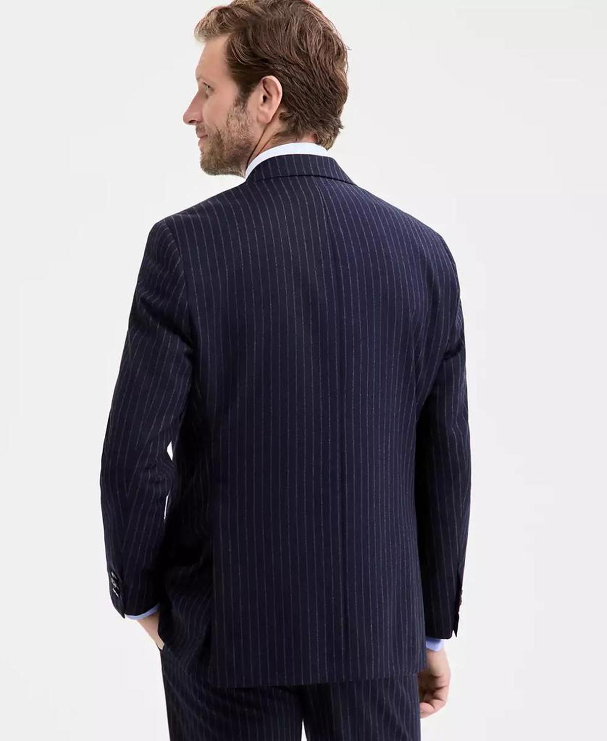 Men's Classic Fit Wool-Blend Pinstripe Suit Separate Jacket