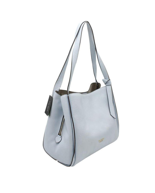 Baby Blue Pebbled Leather Tote Bag