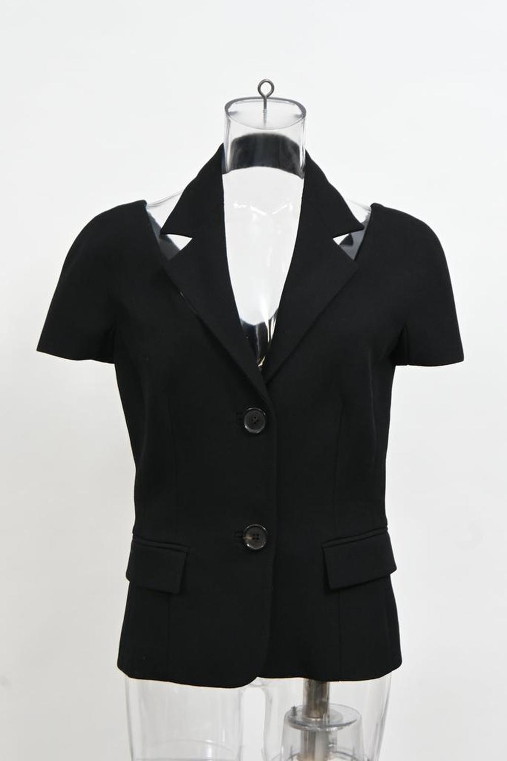 Cutout Blouse in Black Wool