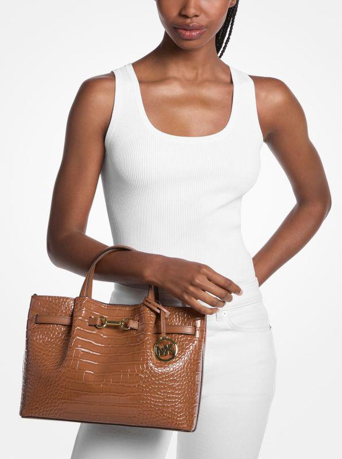 Carson Medium Crocodile Embossed Satchel