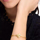 Gold-Tone Mixed Stone Shell Bangle Bracelet