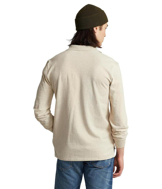 Classic Fit Mesh Long-Sleeve Polo Shirt