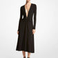 Ruched Stretch Jersey Plunge Dress