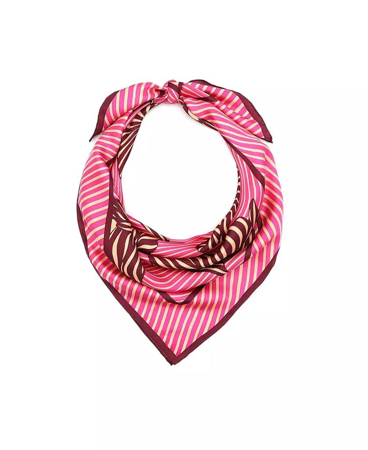 Linear Bloom Silk Square Scarf