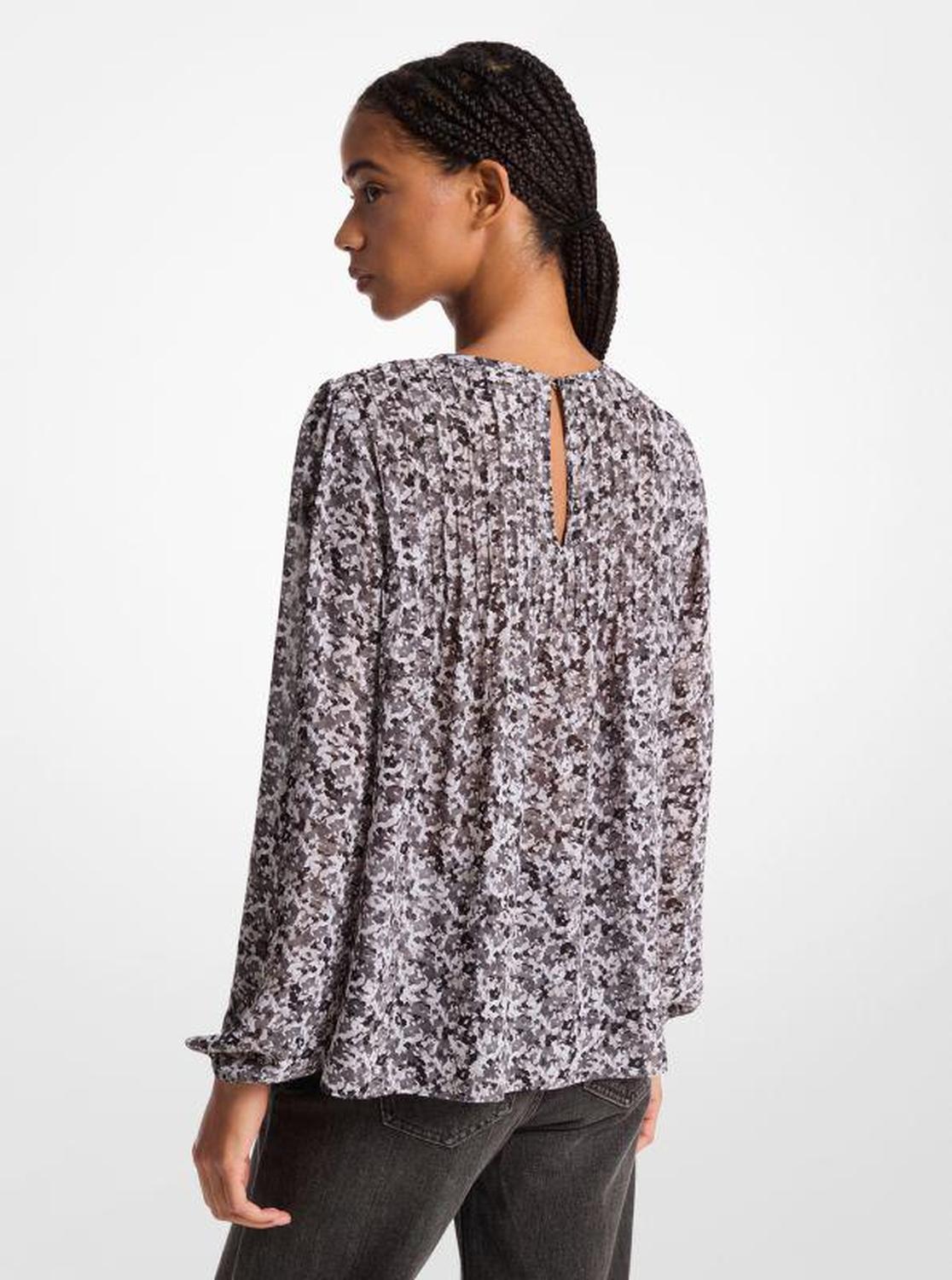 Floral Print Georgette Peasant Top