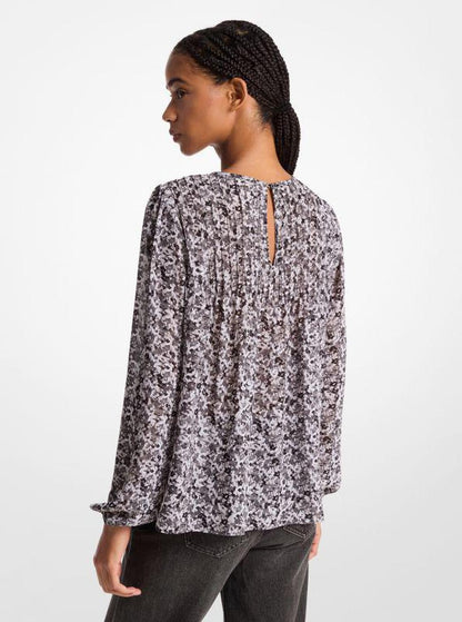 Floral Print Georgette Peasant Top