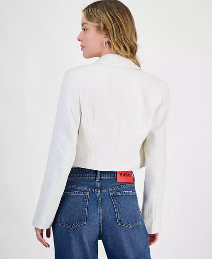 Women's Metallic-Accent Textured Cropped Jacket
