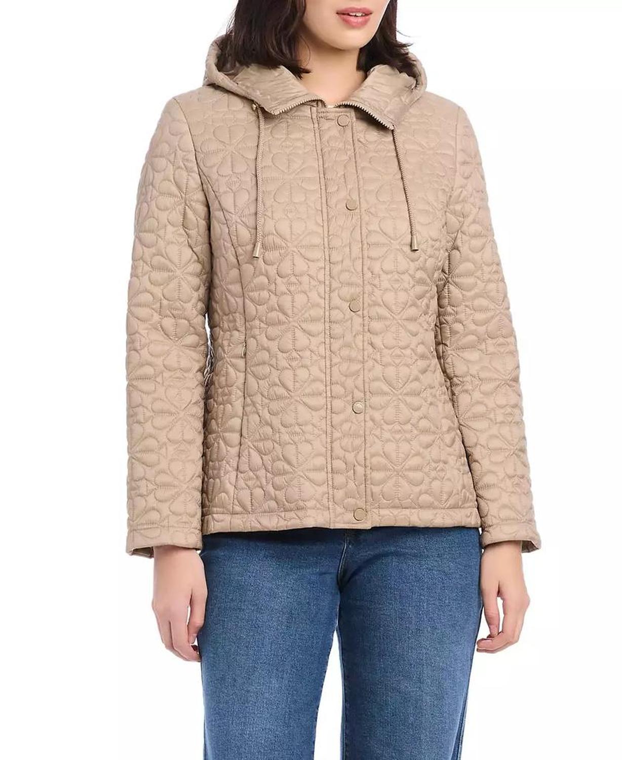 Women's Short Spade Flower Quilted Jacket W/ Hood