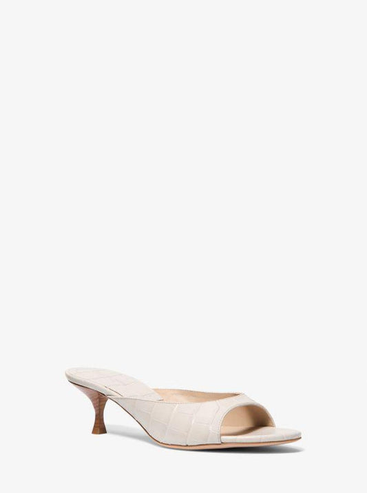 Arianna Crocodile Embossed Leather Mule