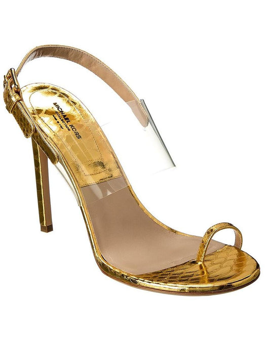 Catherine Python-Embossed Leather & Vinyl Sandal