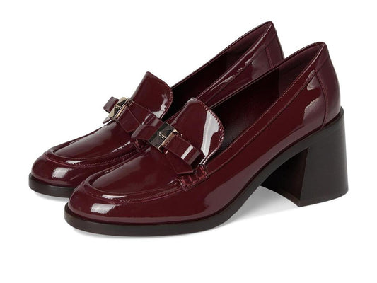 Deco Bow Patent Leather Heeled Loafers