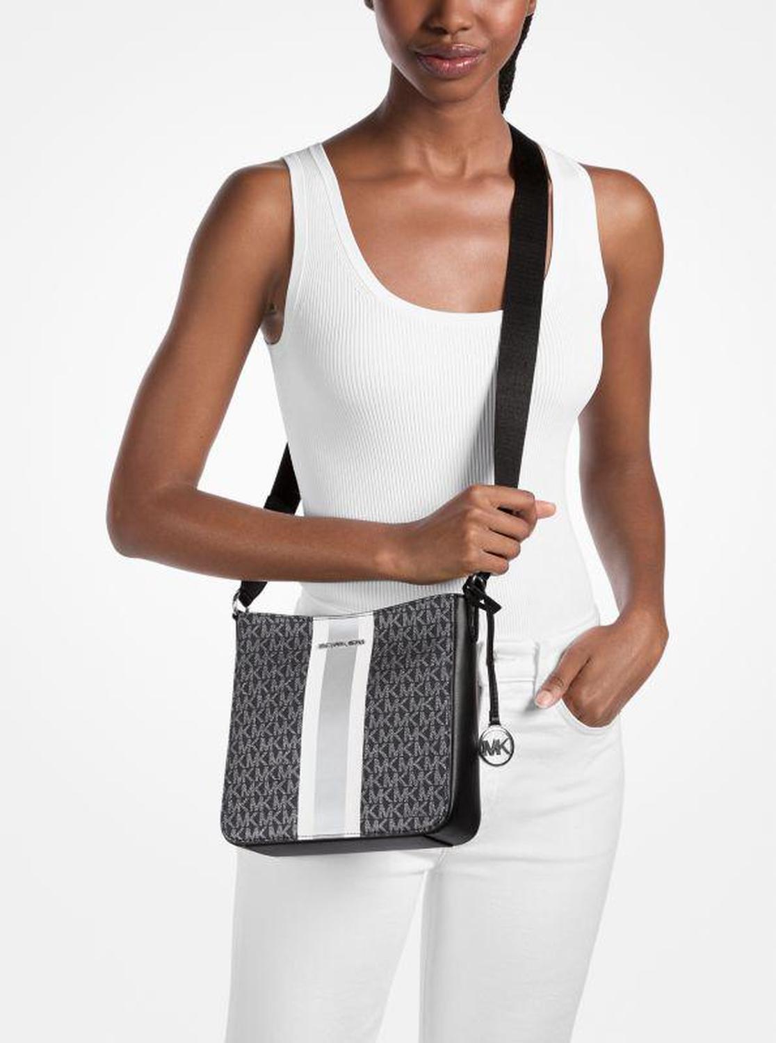 Jet Set Small Signature Logo Stripe Crossbody Bag