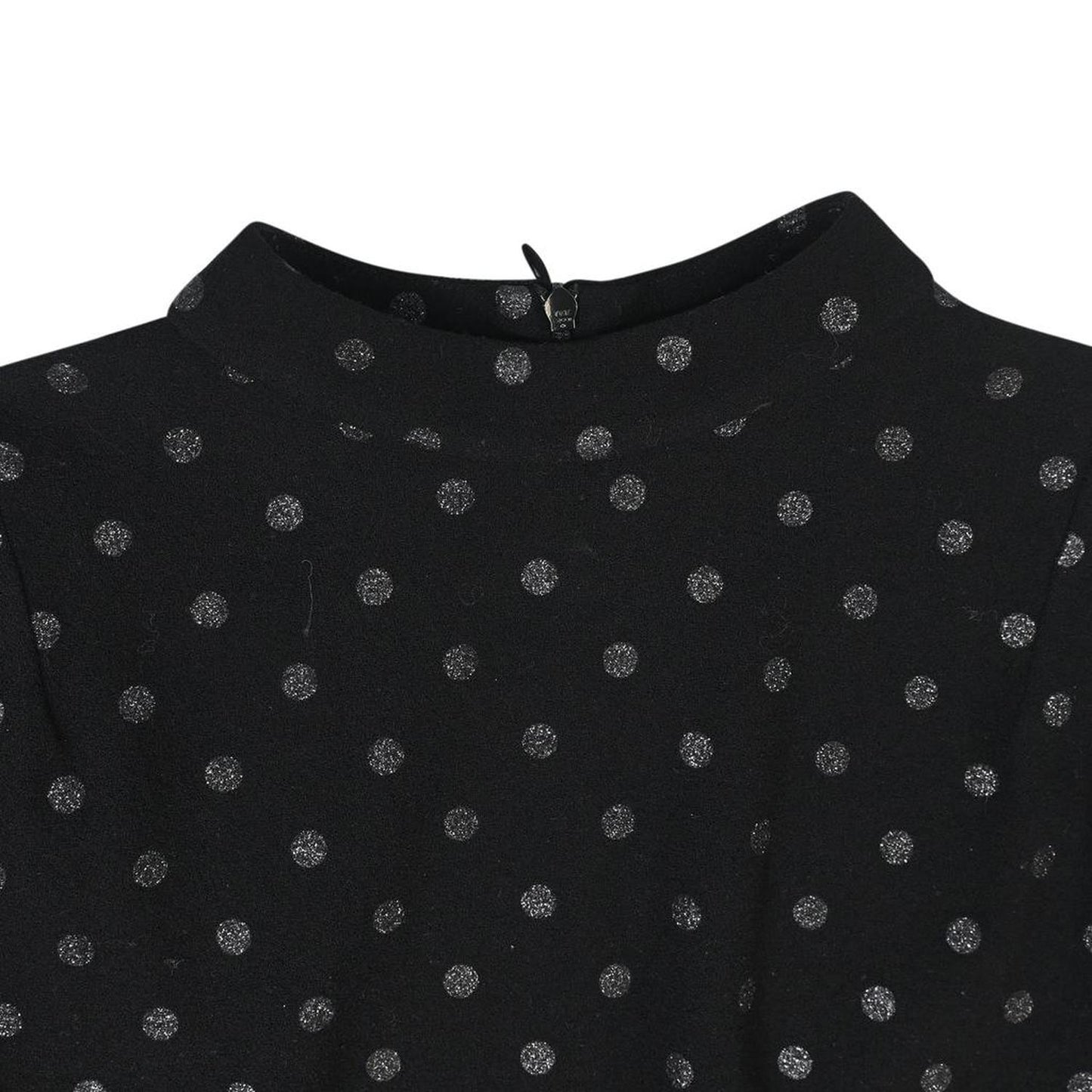 Marc Jacobs Polka Dot Fitted Closed Neck Short Sleeve Top in Black Viscose