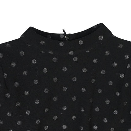 Marc Jacobs Polka Dot Fitted Closed Neck Short Sleeve Top in Black Viscose