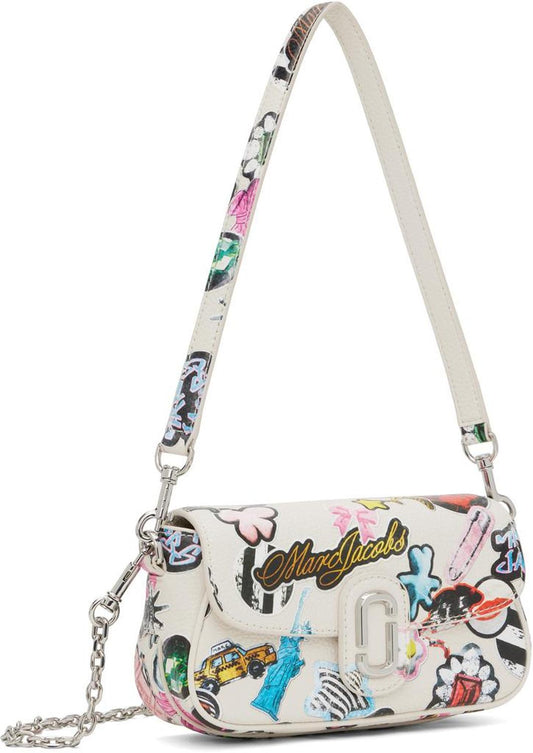 White 'The Sticker Clover' Shoulder Bag