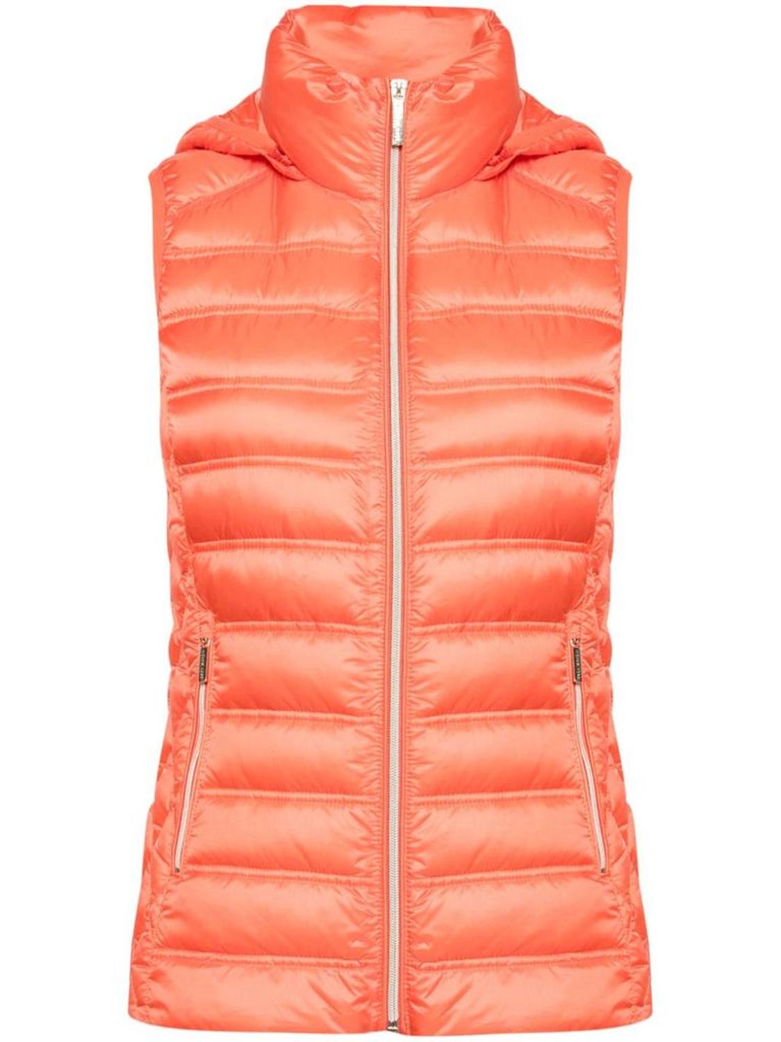 Michael  Women's Orange Down Puffer Vest Jacket with Removable Hood