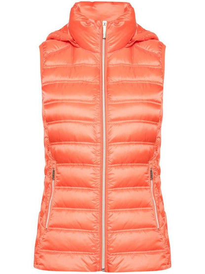 Michael  Women's Orange Down Puffer Vest Jacket with Removable Hood