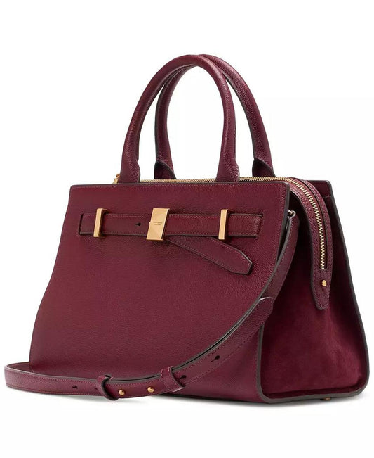 Deco Pebbled Leather and Suede Medium Satchel