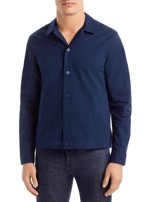 Mens Seersucker Collar Button-Down Shirt