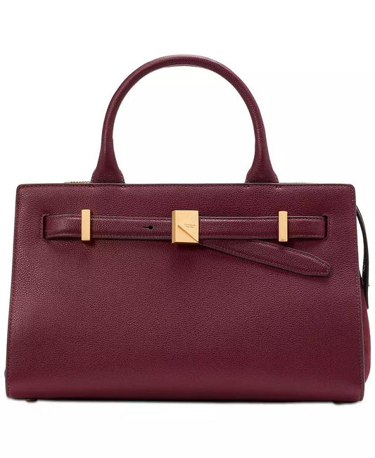 Deco Pebbled Leather and Suede Medium Satchel