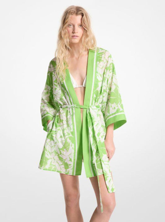 Palm Print Cotton Cover-Up