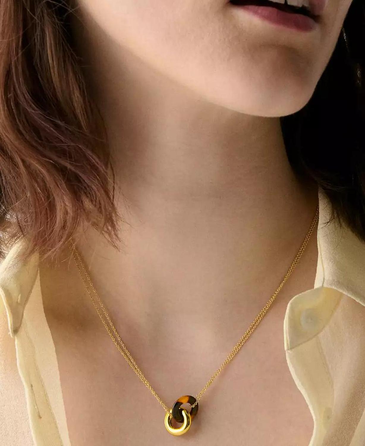 Gold-Tone Interlock Tortoise Pendant Necklace, 16" + 3" extender