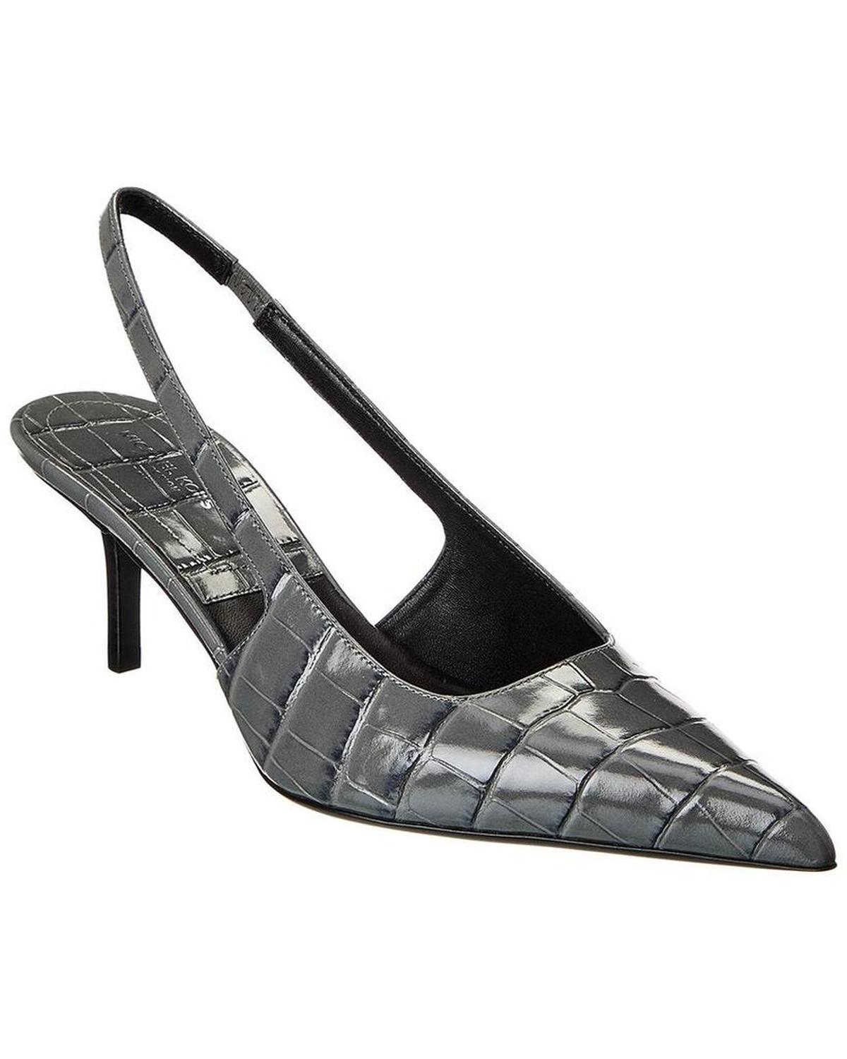 Emma Croc-Embossed Leather Slingback Pump