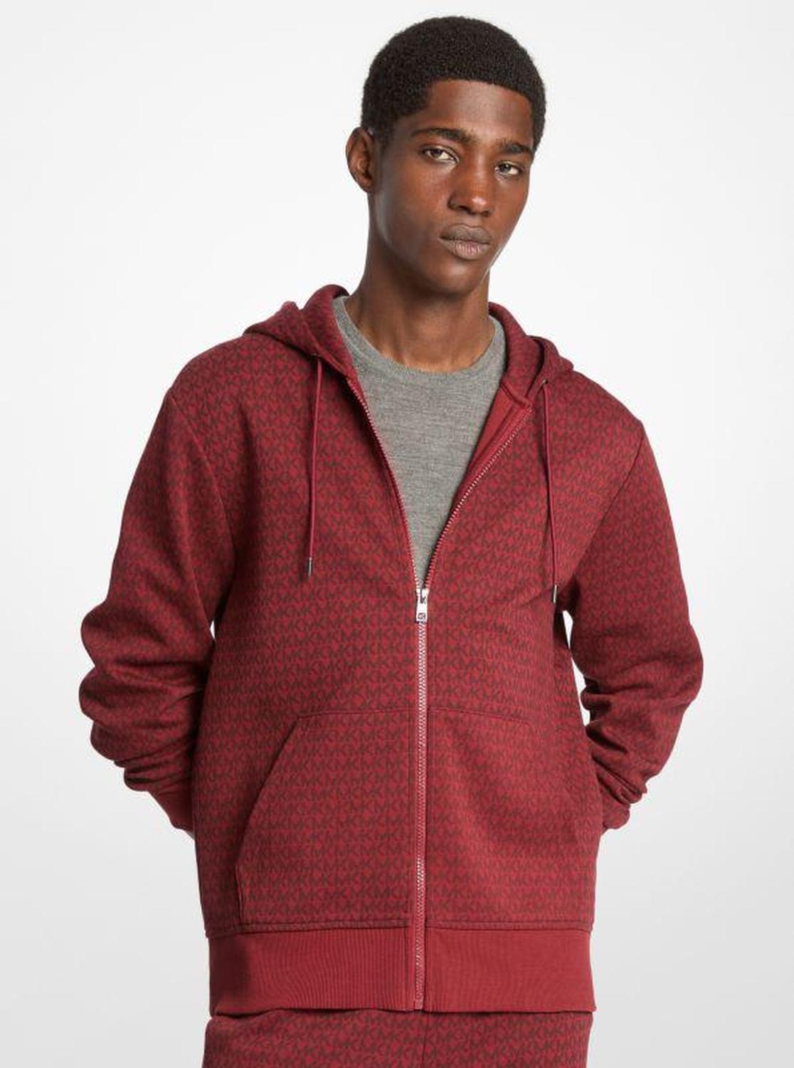 Signature Logo Cotton Blend Zip-Up Hoodie