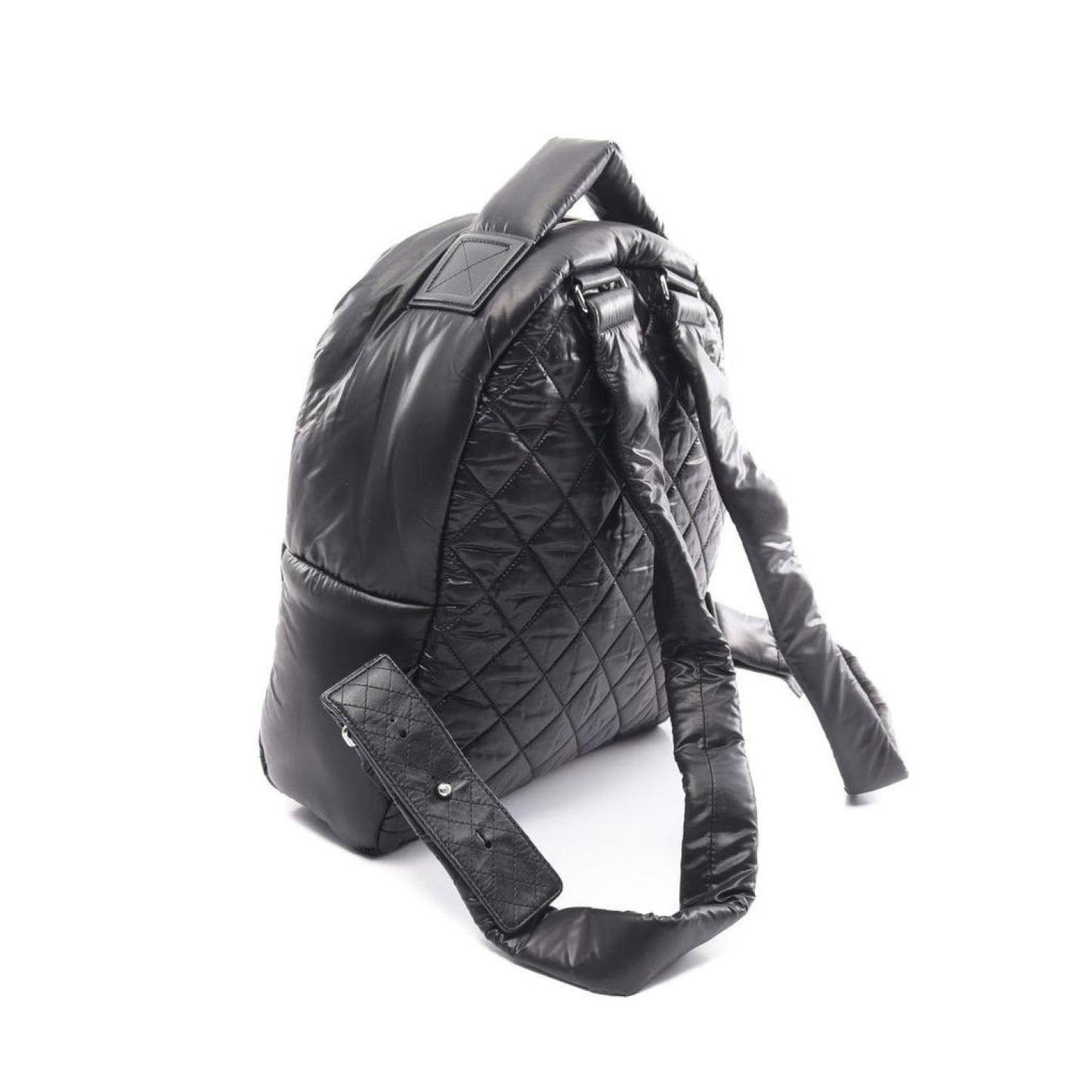 Coco Coon Backpack Rucksack Nylon Leather  Silver Hardware