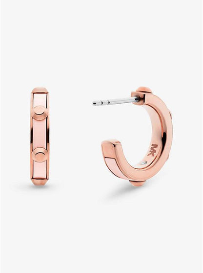 Studded Rose Gold-Plated and Acetate Hoop Earrings