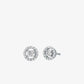 Precious Metal-Plated Sterling Silver Pavé Halo Stud Earrings