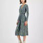 Women's Printed Long-Sleeve Midi Wrap Dress
