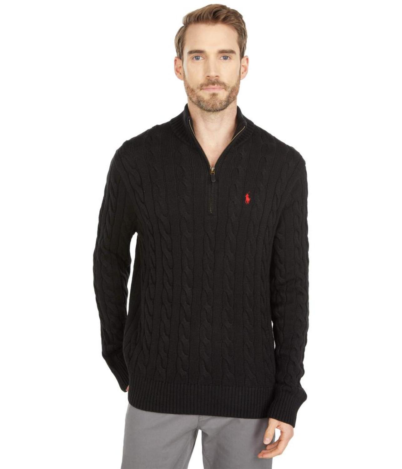 Long Sleeve Cotton Cable 1/2 Zip