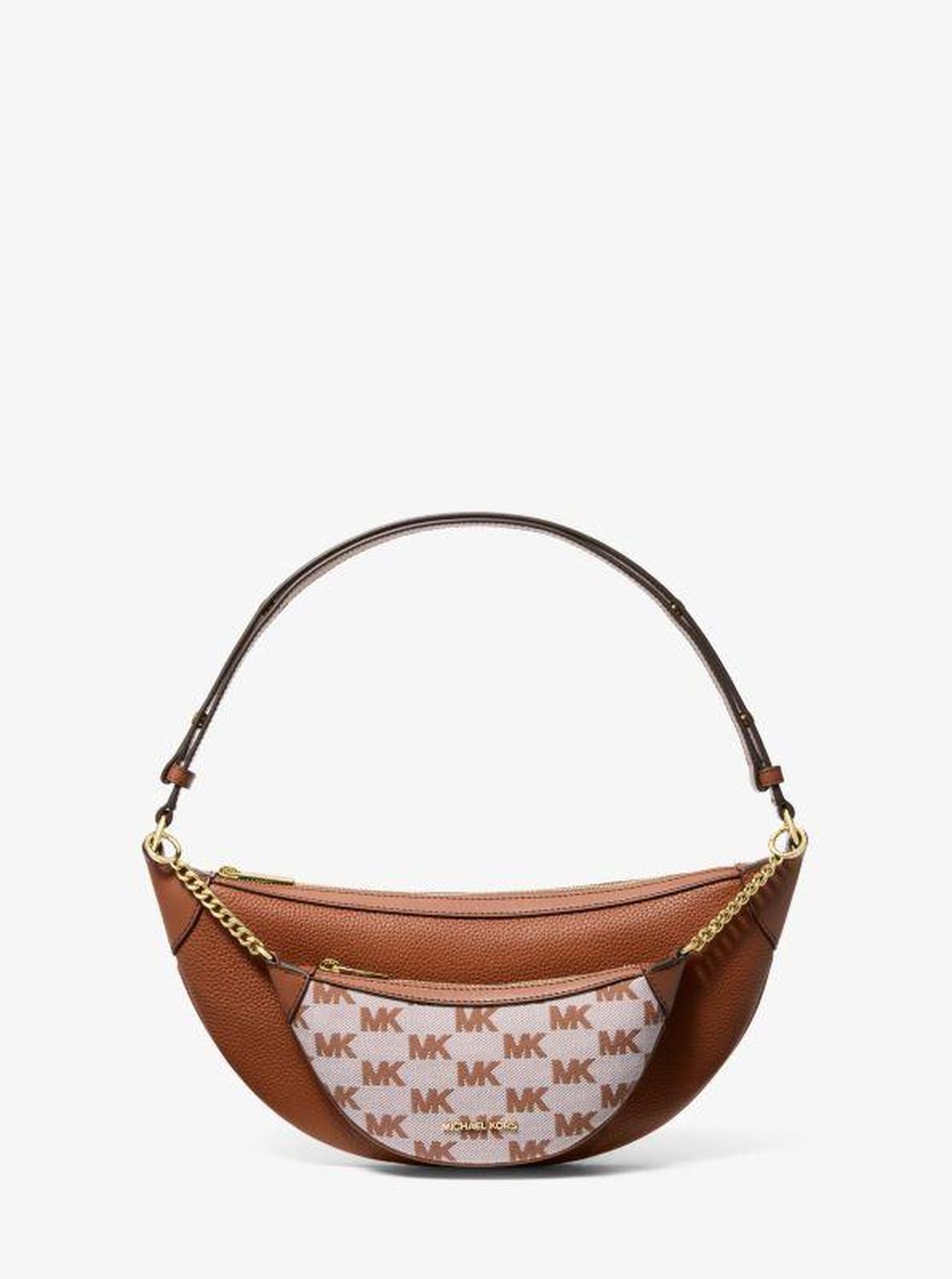 Hollis Medium 2-in-1 Pebbled Leather and Logo Jacquard Shoulder Bag