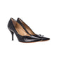 Saint Laurent Court Shoe Pumps with Overstitch in Black Leather