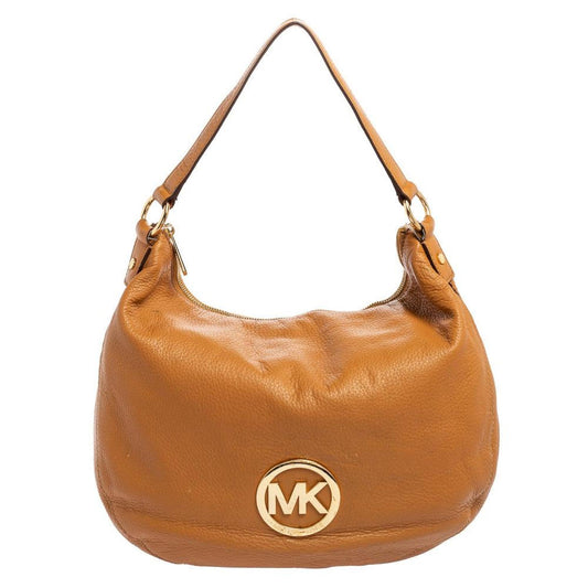 Michael Michael Kors Caramel Leather Logo Zip Hobo
