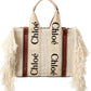 Chloé Woody Small Leather-Trim Tote (Authentic Pre-Owned)