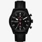Oversized Panorama Black-Tone and Crocodile Embossed Leather Watch